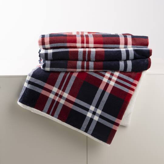 Glitzhome® Polar Fleece & Plaid Reversible Duvet Cover